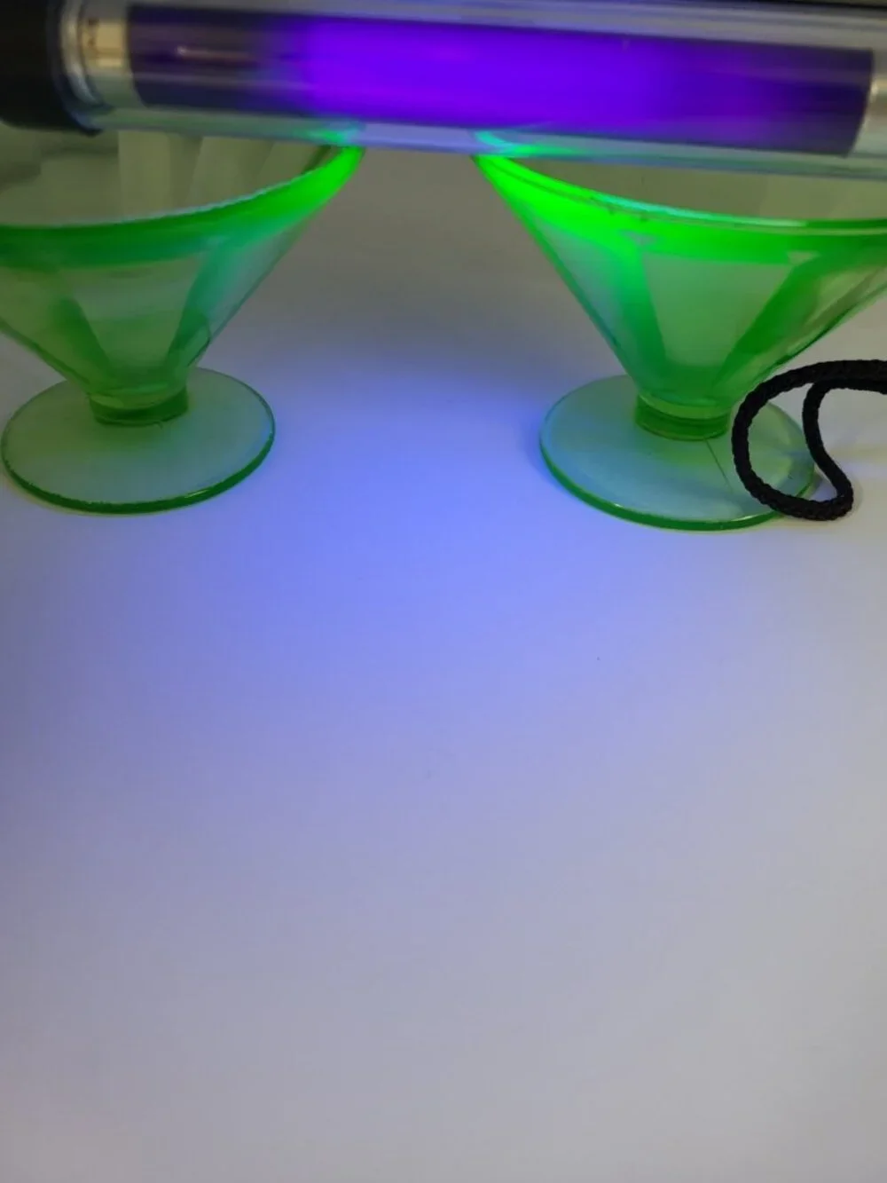 2 Vintage Federal Glass Sherbet Dish Uranium Green Depression 1920's ice cream